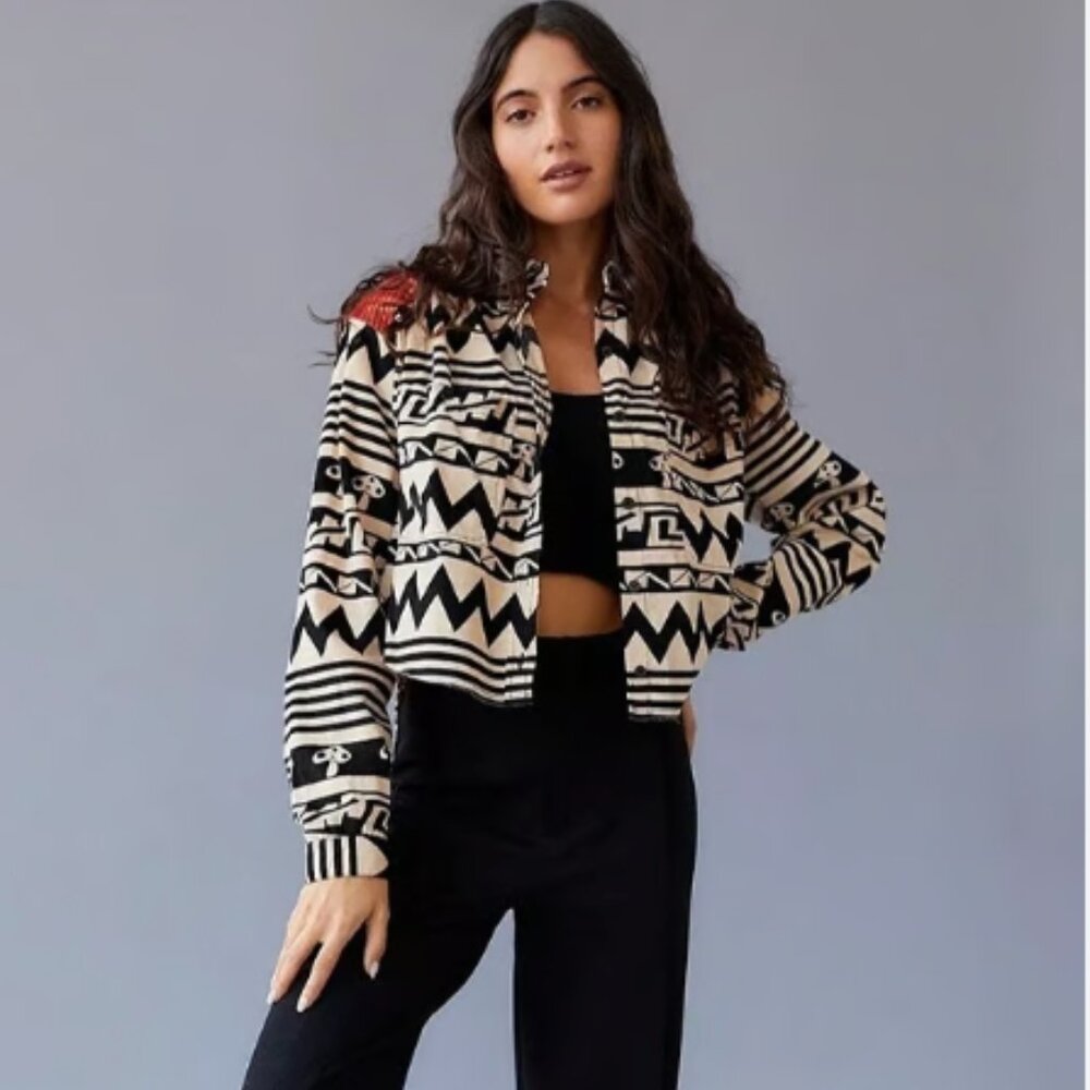 BDG Tripped Up Button Up Shirt (L)